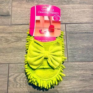Chenille Cleaning Slippers Lime Color